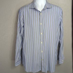 Banana Republic Shirt Mens Large Blue White Long Sleeve Striped Slim Fit Casual